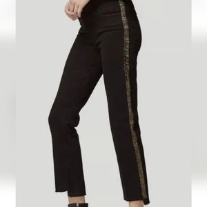 FRAME Jeans Black Le High Straight Stagger Hem Jeans Velvet Stripe-size 23